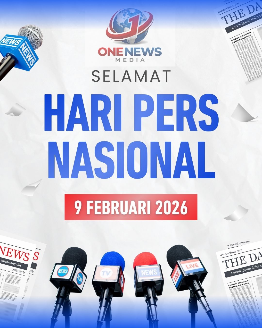 Biru Merah Modern Hari Pers Nasional Instagram Post